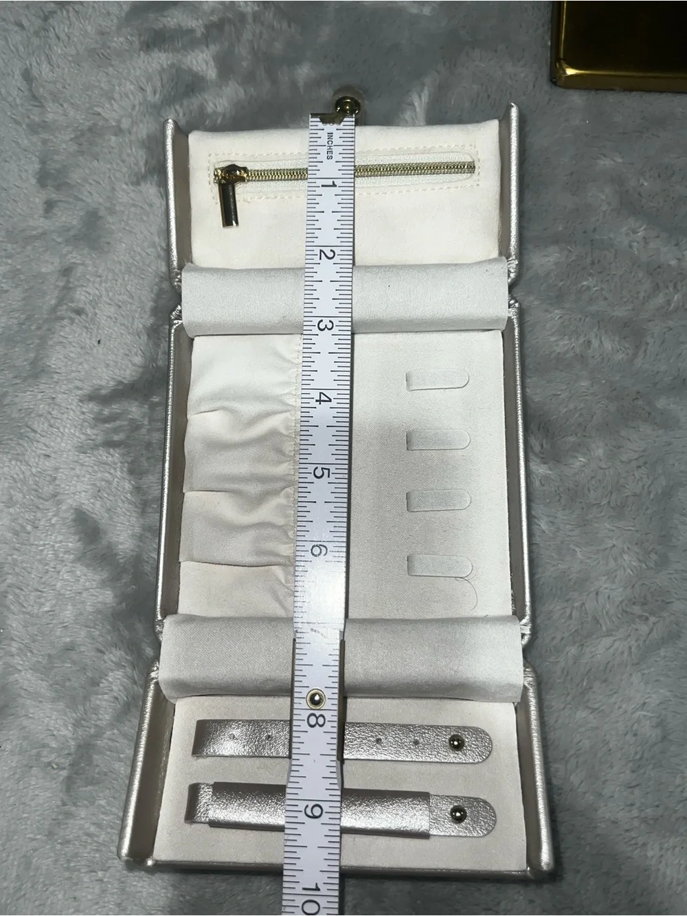 ✨ Metallic Champagne Gold Trifold Travel Jewelry Case Organizer